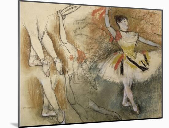 Feuille d'étude : danseuse au tambourin ou Danseuse espagnole-Edgar Degas-Mounted Giclee Print