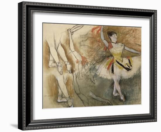 Feuille d'étude : danseuse au tambourin ou Danseuse espagnole-Edgar Degas-Framed Giclee Print