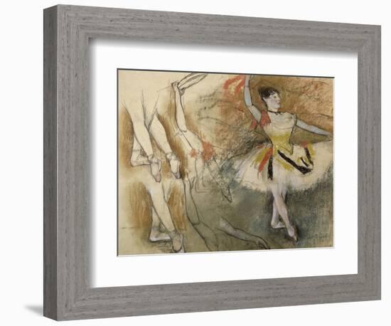 Feuille d'étude : danseuse au tambourin ou Danseuse espagnole-Edgar Degas-Framed Giclee Print