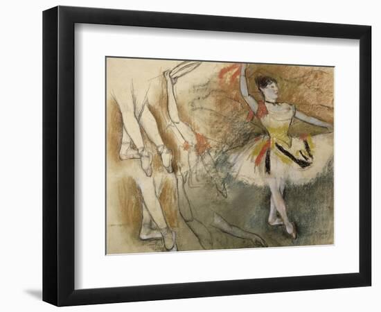 Feuille d'étude : danseuse au tambourin ou Danseuse espagnole-Edgar Degas-Framed Giclee Print