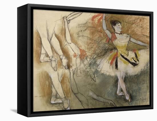 Feuille d'étude : danseuse au tambourin ou Danseuse espagnole-Edgar Degas-Framed Premier Image Canvas