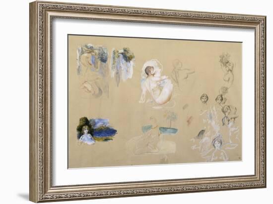 Feuilles d'études: étude de baigneuses-Pierre-Auguste Renoir-Framed Giclee Print