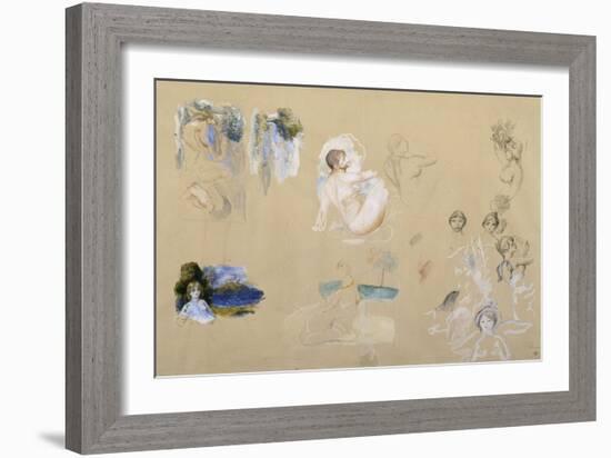 Feuilles d'études: étude de baigneuses-Pierre-Auguste Renoir-Framed Giclee Print