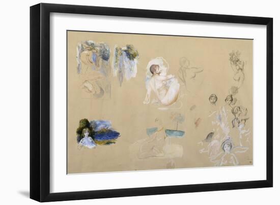 Feuilles d'études: étude de baigneuses-Pierre-Auguste Renoir-Framed Giclee Print