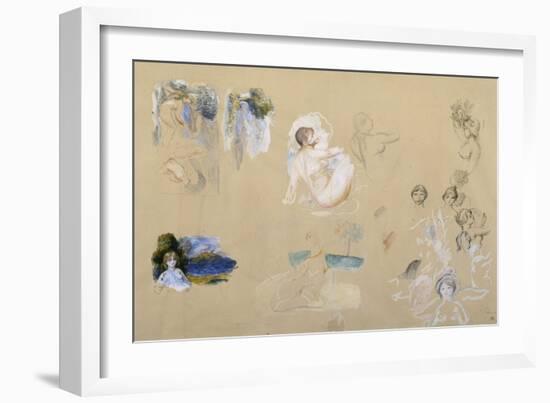 Feuilles d'études: étude de baigneuses-Pierre-Auguste Renoir-Framed Giclee Print