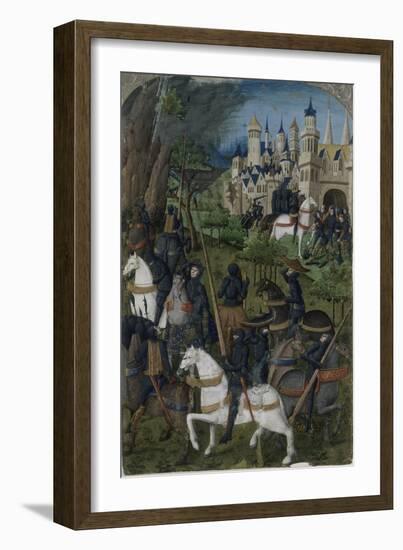 Feuillet du "Romuléon" de Benvenuto d'Imola pour Charles de France : prise d'une ville-null-Framed Giclee Print