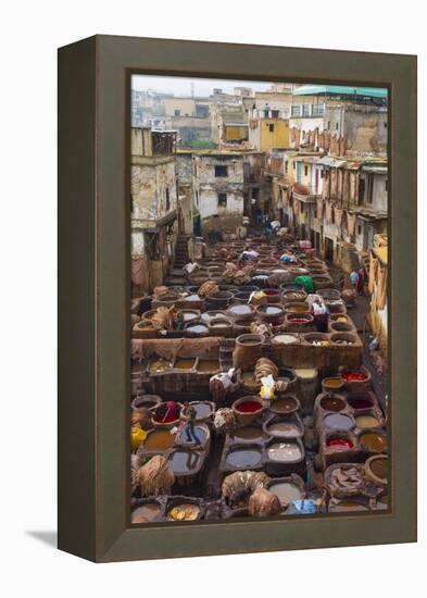 Fez, Morocco, Old Tannery Called Chouara Tannery-Bill Bachmann-Framed Premier Image Canvas