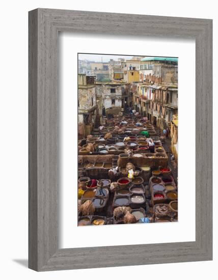 Fez, Morocco, Old Tannery Called Chouara Tannery-Bill Bachmann-Framed Photographic Print