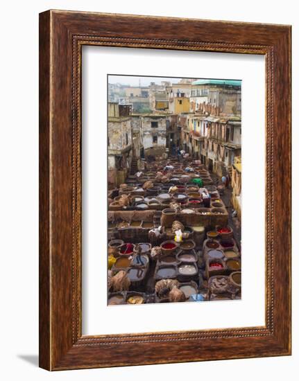 Fez, Morocco, Old Tannery Called Chouara Tannery-Bill Bachmann-Framed Photographic Print