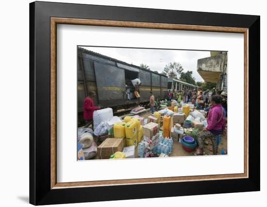 Fianarantsoa to Manakara FCE train, cargo being unloaded, eastern area, Madagascar, Africa-Christian Kober-Framed Photographic Print