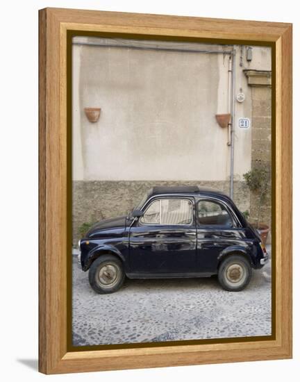 Fiat 500 Car, Cefalu, Sicily, Italy, Europe-Martin Child-Framed Premier Image Canvas