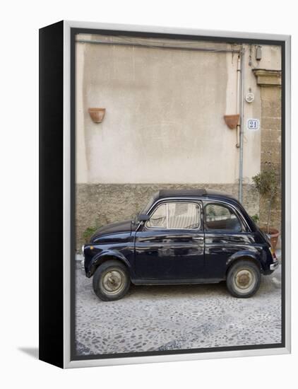 Fiat 500 Car, Cefalu, Sicily, Italy, Europe-Martin Child-Framed Premier Image Canvas