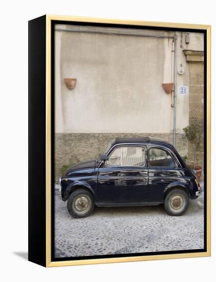 Fiat 500 Car, Cefalu, Sicily, Italy, Europe-Martin Child-Framed Premier Image Canvas