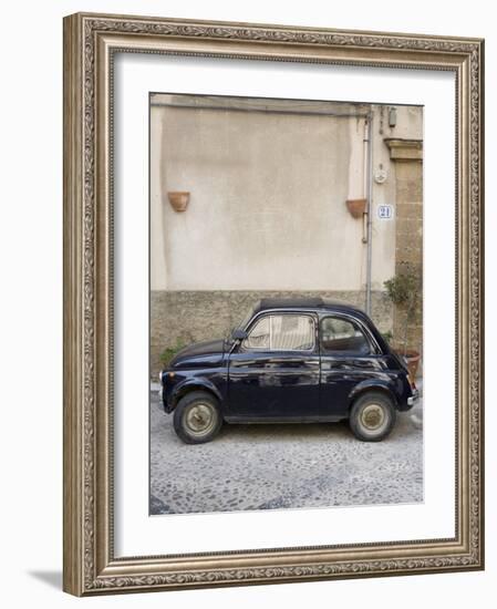 Fiat 500 Car, Cefalu, Sicily, Italy, Europe-Martin Child-Framed Photographic Print