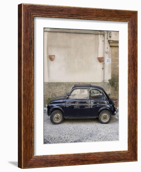 Fiat 500 Car, Cefalu, Sicily, Italy, Europe-Martin Child-Framed Photographic Print