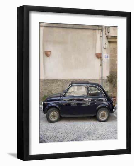 Fiat 500 Car, Cefalu, Sicily, Italy, Europe-Martin Child-Framed Photographic Print