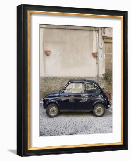 Fiat 500 Car, Cefalu, Sicily, Italy, Europe-Martin Child-Framed Photographic Print