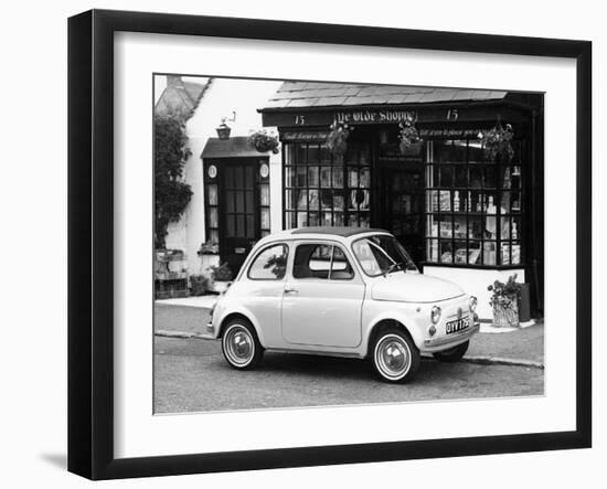 Fiat 500 Parked Outside a Quaint Shop, 1969-null-Framed Photographic Print