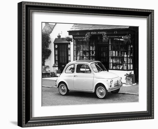 Fiat 500 Parked Outside a Quaint Shop, 1969-null-Framed Photographic Print