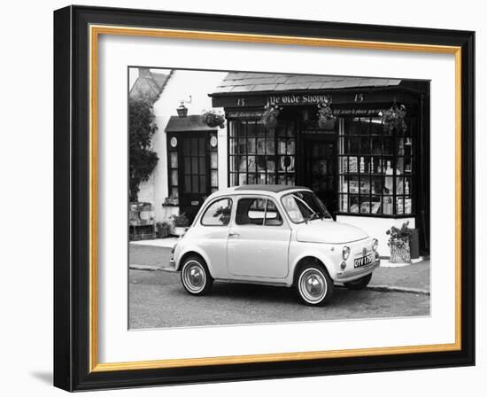 Fiat 500 Parked Outside a Quaint Shop, 1969-null-Framed Photographic Print