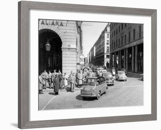 Fiat 600 Multipla Leading a Procession of Fiats, Italy, (Late 1950S)-null-Framed Photographic Print