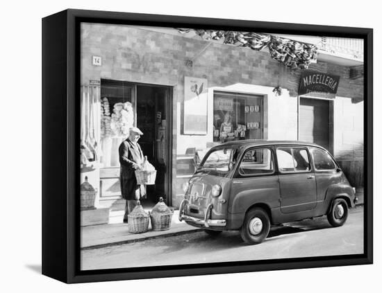 Fiat 600 Multipla Outside a Shop, (C1955-C1965)-null-Framed Premier Image Canvas