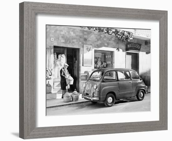 Fiat 600 Multipla Outside a Shop, (C1955-C1965)-null-Framed Photographic Print