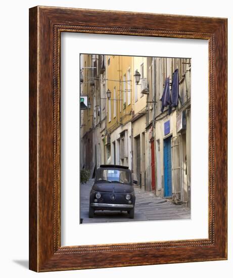 Fiat Driving in Narrow Street, Sassari, Sardinia, Italy-Doug Pearson-Framed Photographic Print