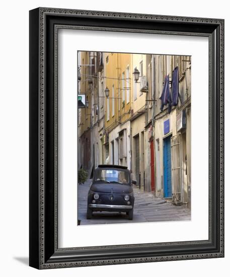 Fiat Driving in Narrow Street, Sassari, Sardinia, Italy-Doug Pearson-Framed Photographic Print