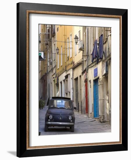 Fiat Driving in Narrow Street, Sassari, Sardinia, Italy-Doug Pearson-Framed Photographic Print