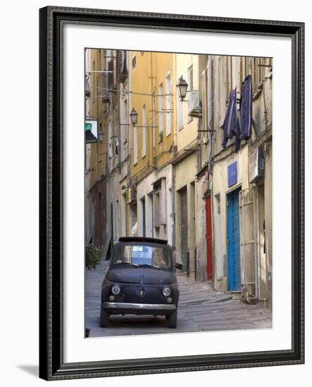 Fiat Driving in Narrow Street, Sassari, Sardinia, Italy-Doug Pearson-Framed Photographic Print