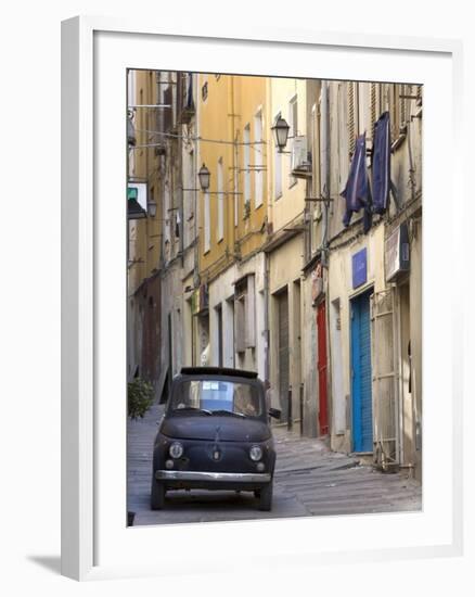 Fiat Driving in Narrow Street, Sassari, Sardinia, Italy-Doug Pearson-Framed Photographic Print