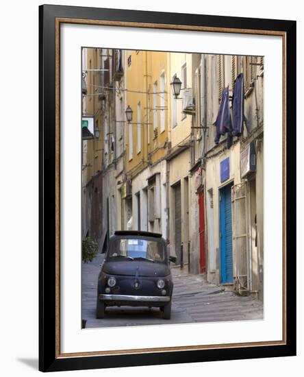 Fiat Driving in Narrow Street, Sassari, Sardinia, Italy-Doug Pearson-Framed Photographic Print