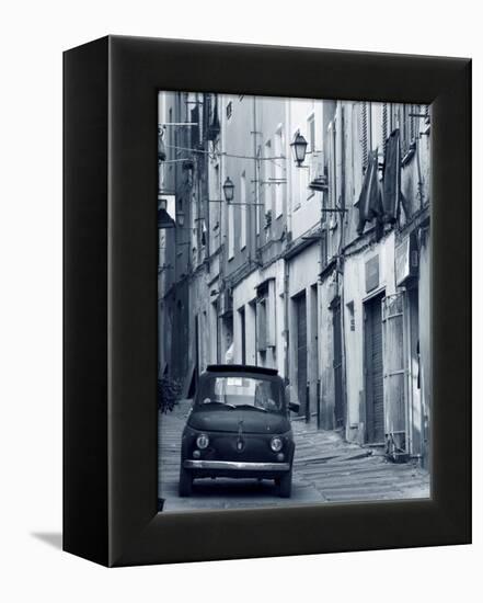 Fiat Driving in Narrow Street, Sassari, Sardinia, Italy-Doug Pearson-Framed Premier Image Canvas