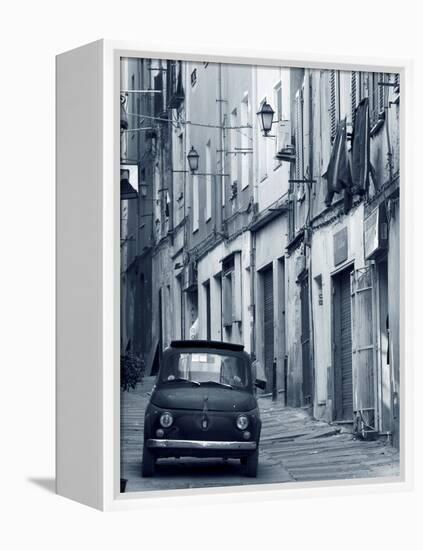 Fiat Driving in Narrow Street, Sassari, Sardinia, Italy-Doug Pearson-Framed Premier Image Canvas