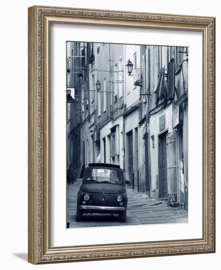 Fiat Driving in Narrow Street, Sassari, Sardinia, Italy-Doug Pearson-Framed Photographic Print