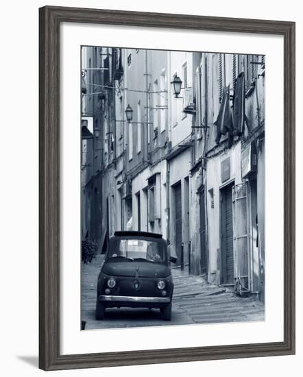 Fiat Driving in Narrow Street, Sassari, Sardinia, Italy-Doug Pearson-Framed Photographic Print