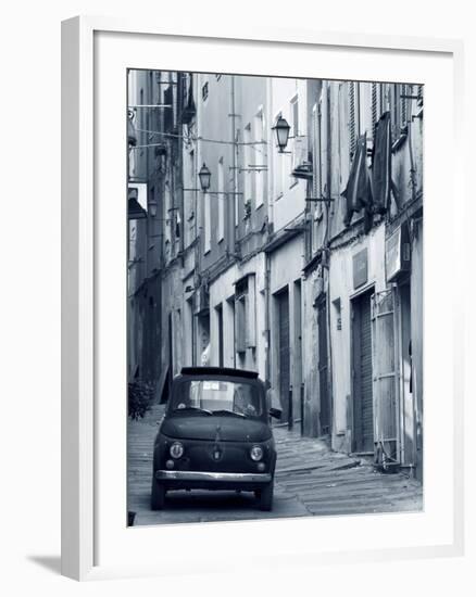 Fiat Driving in Narrow Street, Sassari, Sardinia, Italy-Doug Pearson-Framed Photographic Print