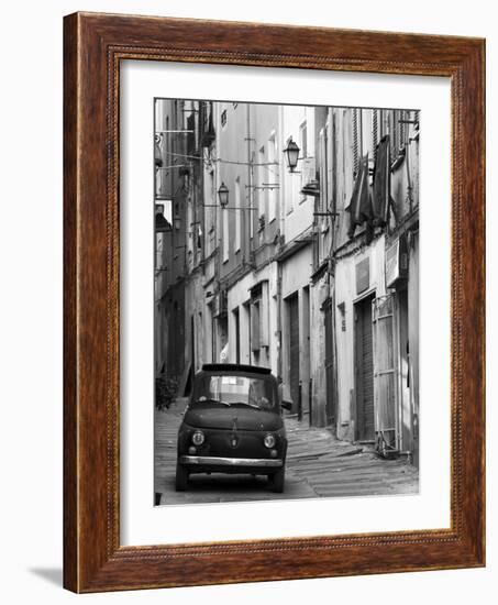 Fiat Driving in Narrow Street, Sassari, Sardinia, Italy-Doug Pearson-Framed Photographic Print