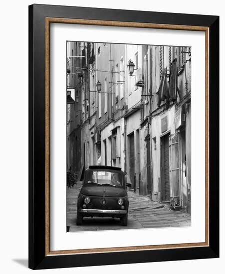 Fiat Driving in Narrow Street, Sassari, Sardinia, Italy-Doug Pearson-Framed Photographic Print