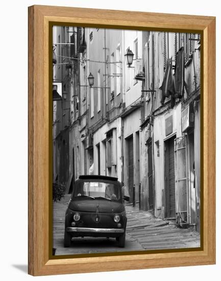 Fiat Driving in Narrow Street, Sassari, Sardinia, Italy-Doug Pearson-Framed Premier Image Canvas