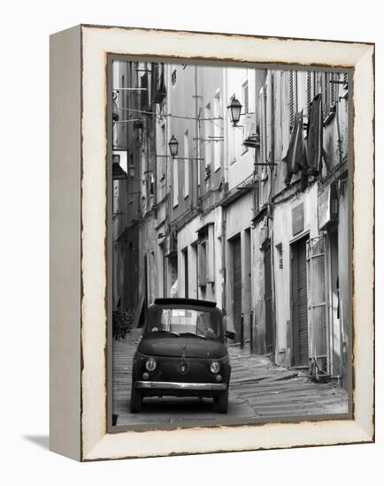 Fiat Driving in Narrow Street, Sassari, Sardinia, Italy-Doug Pearson-Framed Premier Image Canvas