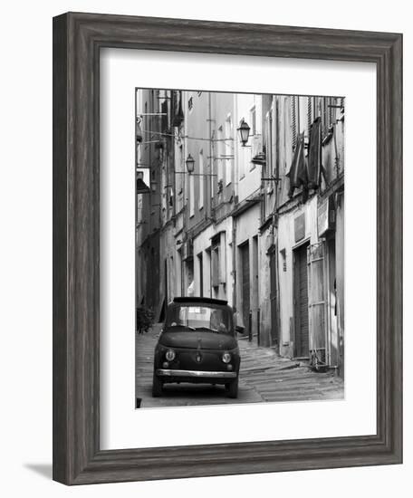 Fiat Driving in Narrow Street, Sassari, Sardinia, Italy-Doug Pearson-Framed Photographic Print