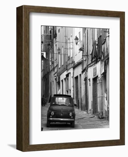 Fiat Driving in Narrow Street, Sassari, Sardinia, Italy-Doug Pearson-Framed Photographic Print