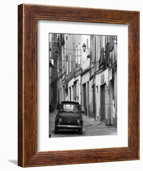 Fiat Driving in Narrow Street, Sassari, Sardinia, Italy-Doug Pearson-Framed Photographic Print