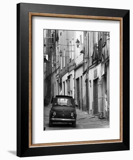 Fiat Driving in Narrow Street, Sassari, Sardinia, Italy-Doug Pearson-Framed Photographic Print