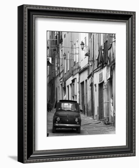 Fiat Driving in Narrow Street, Sassari, Sardinia, Italy-Doug Pearson-Framed Photographic Print