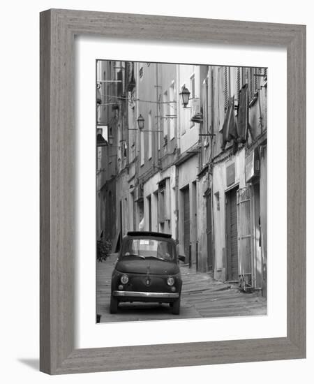 Fiat Driving in Narrow Street, Sassari, Sardinia, Italy-Doug Pearson-Framed Photographic Print