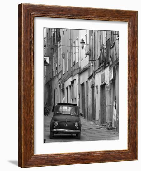 Fiat Driving in Narrow Street, Sassari, Sardinia, Italy-Doug Pearson-Framed Photographic Print