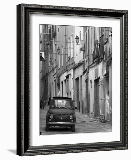 Fiat Driving in Narrow Street, Sassari, Sardinia, Italy-Doug Pearson-Framed Photographic Print